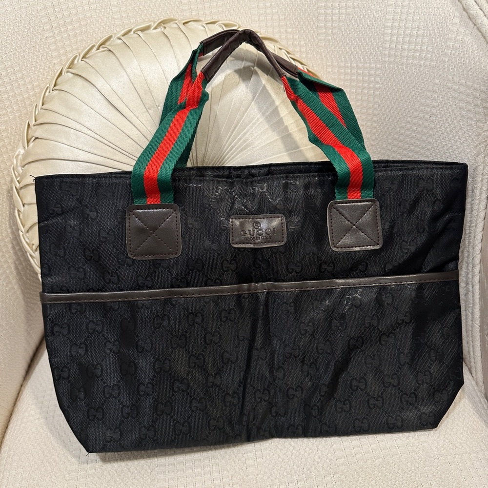 GG Fashion Luxury Designer Canvas Web Tote Bag